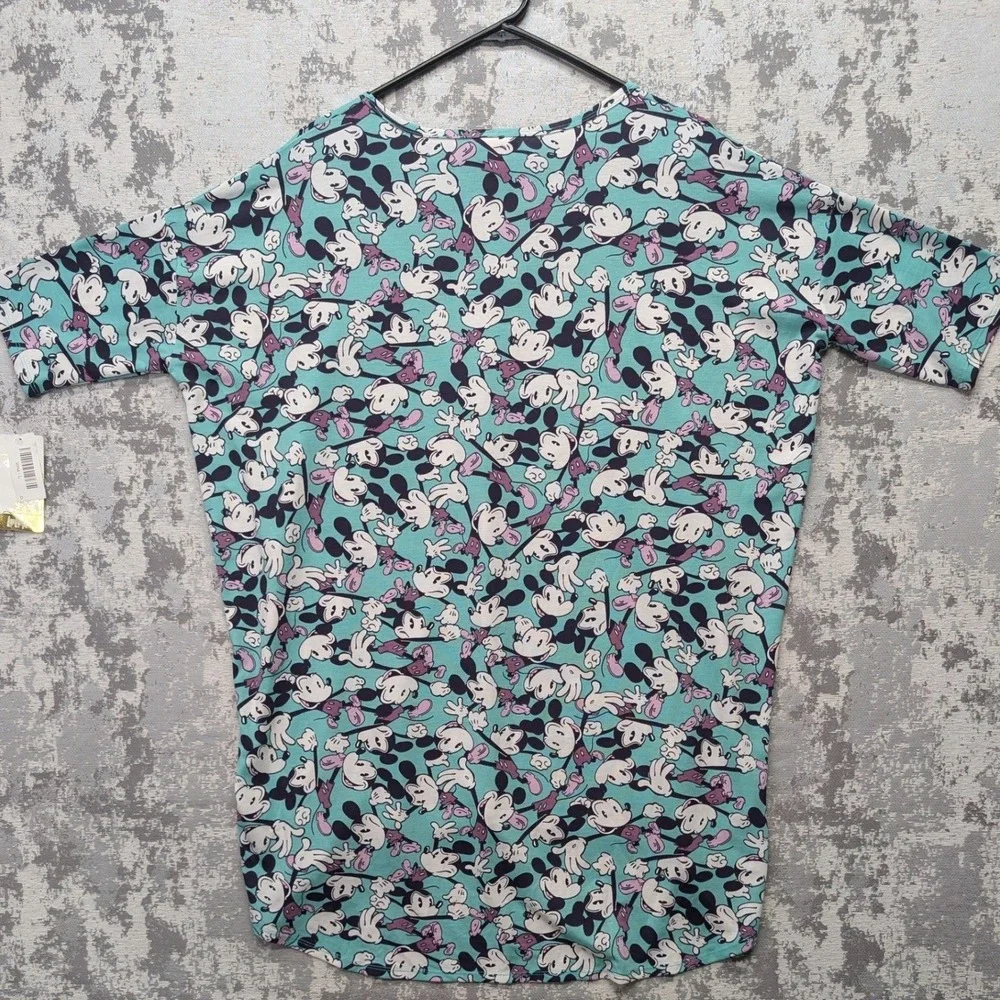LuLaRoe Disney Mickey Mouse Mint Green Graphic T‎ Shirt Size L